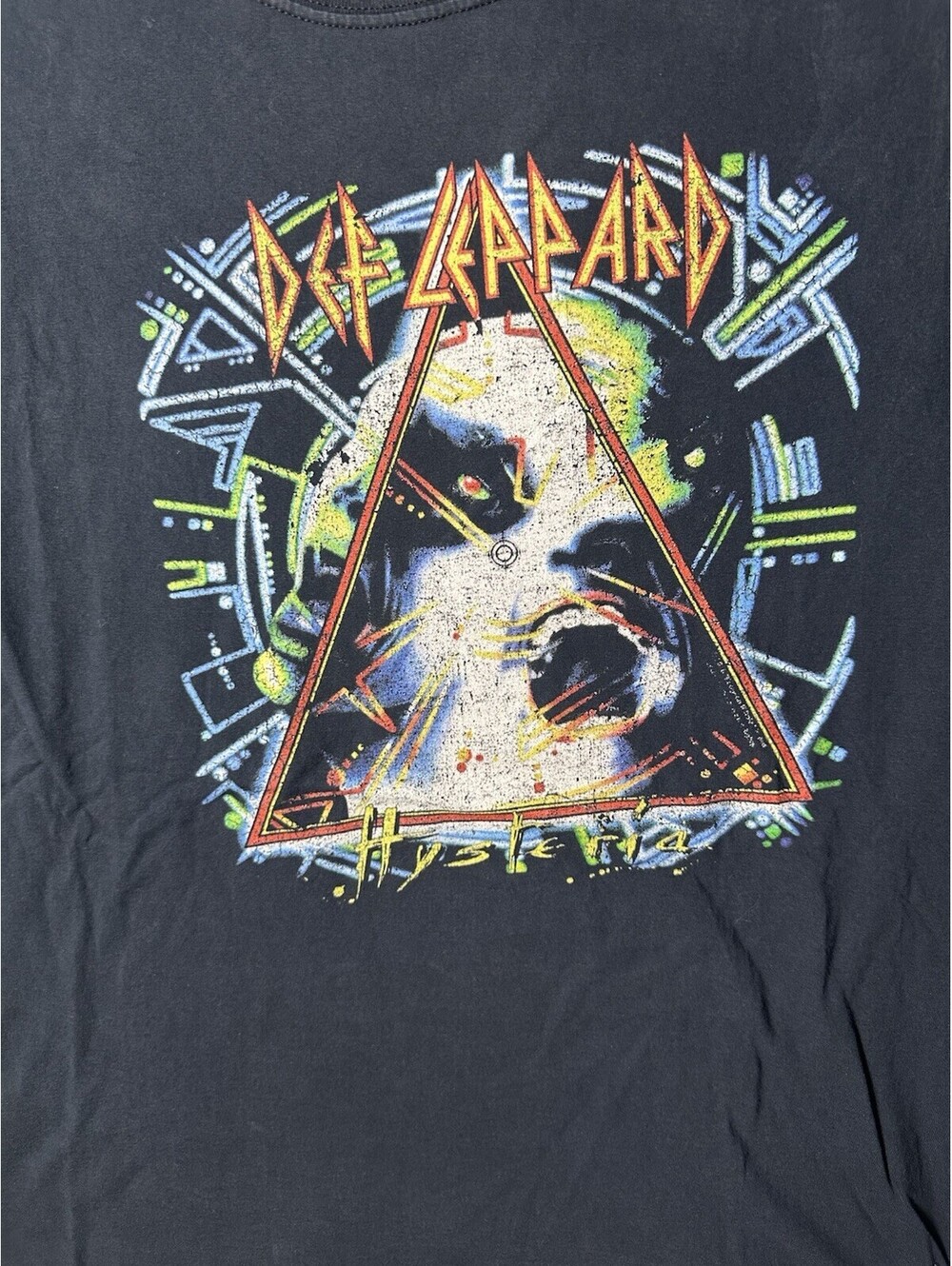00s Def Leppard Hysteria Band T Shirt Adult Large Black Rock Graphic Cotton Tee